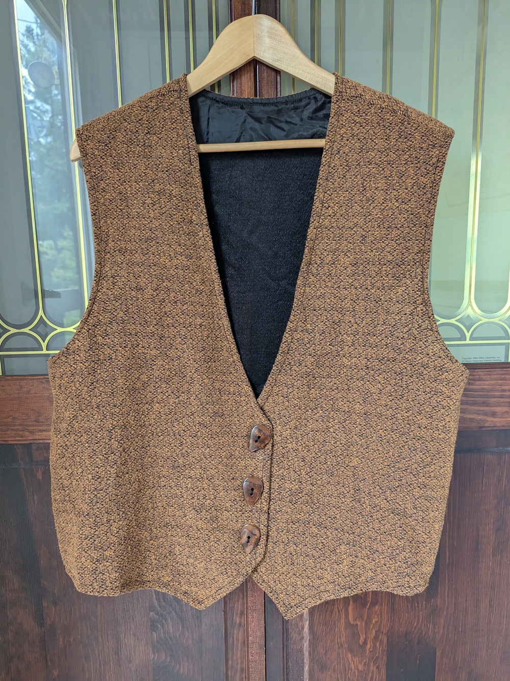 Women's Brown Tweed Button-Front Vest